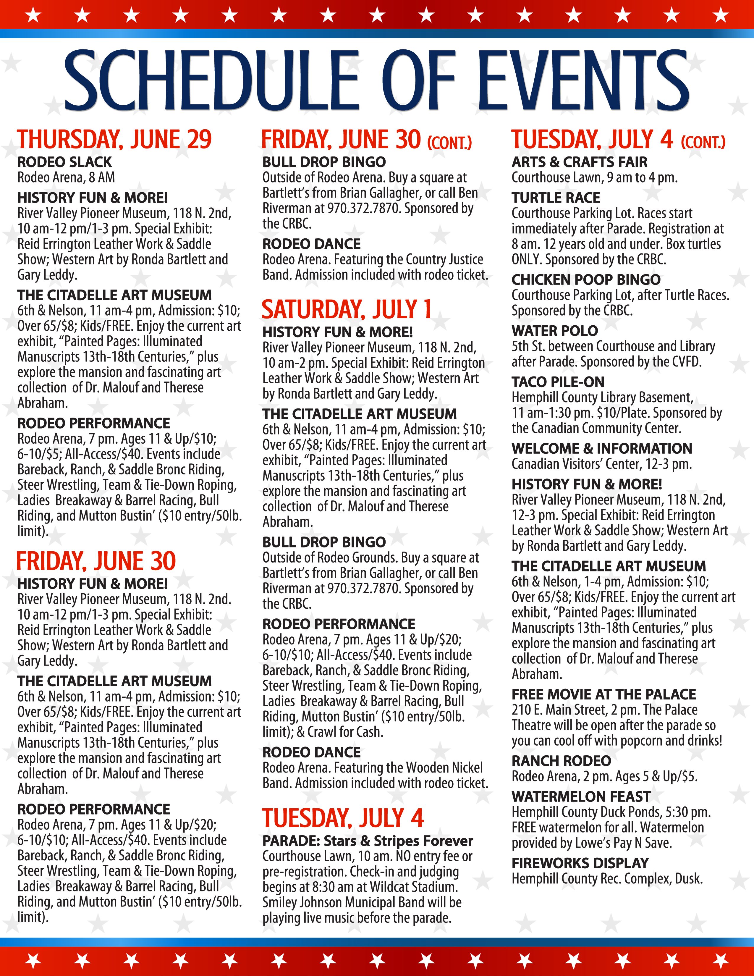 Schedule of Events