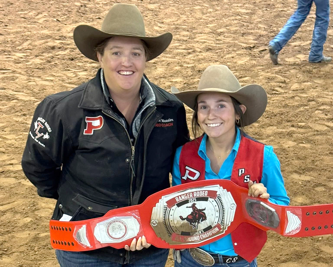 Camree Slavin with Panhandle State head coach Shelbie Rose