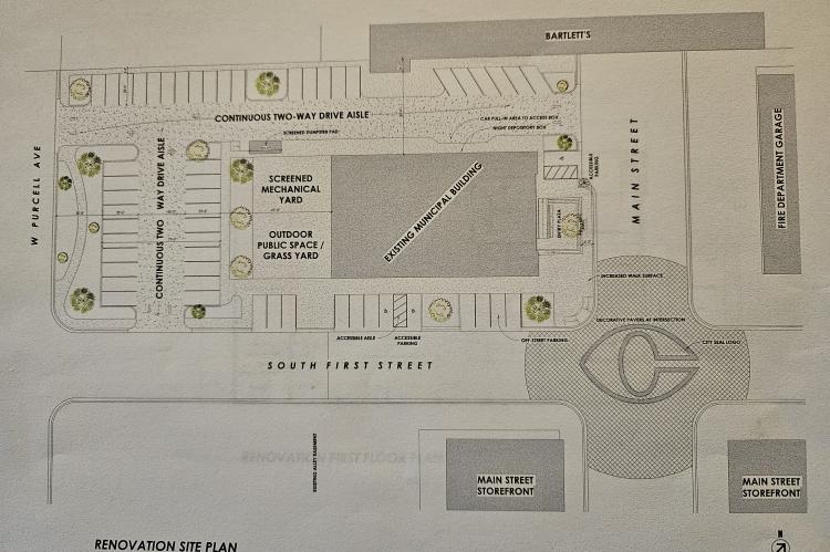 Architect’s Drawing of Restored City Hall Floor Plan