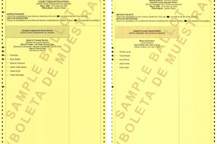 May 3, 2025 Election Sample Ballots
