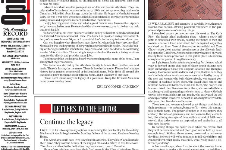 LETTERS TO THE EDITOR IN 2017