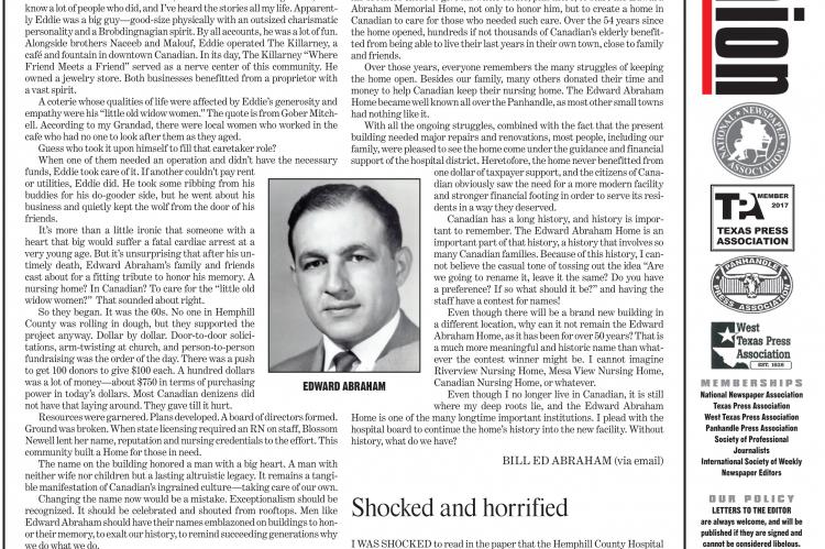 LETTERS TO THE EDITOR IN 2017
