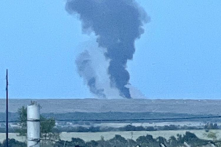 This photo of an explosion at the Energy Transfer site east of Canadian last Wednesday evening was captured by Canadian VFD Fire Chief Scott Brewster, who was near the intersection of Hackberry Road and Locust south of town when he received the HCSO dispatch.