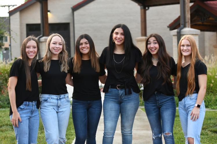 Left to right: Konnar McClendon, Clara Pulliam, Leslie Villa, Mya Sanchez, Susie Flores, Samantha Krehbiel
