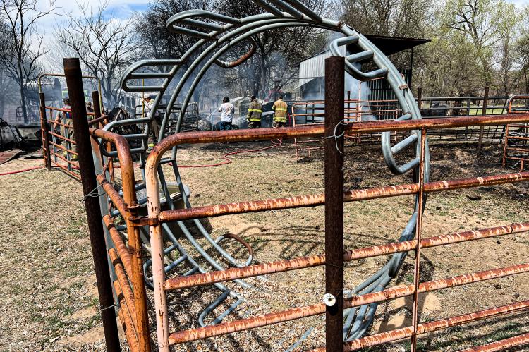 Firefighers arrived in force at the rural home of Stephanie Taylor Monday
