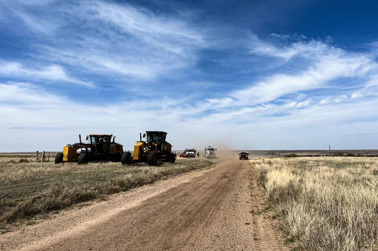 Graders, a water tanker, other emergency resources were staged nearby