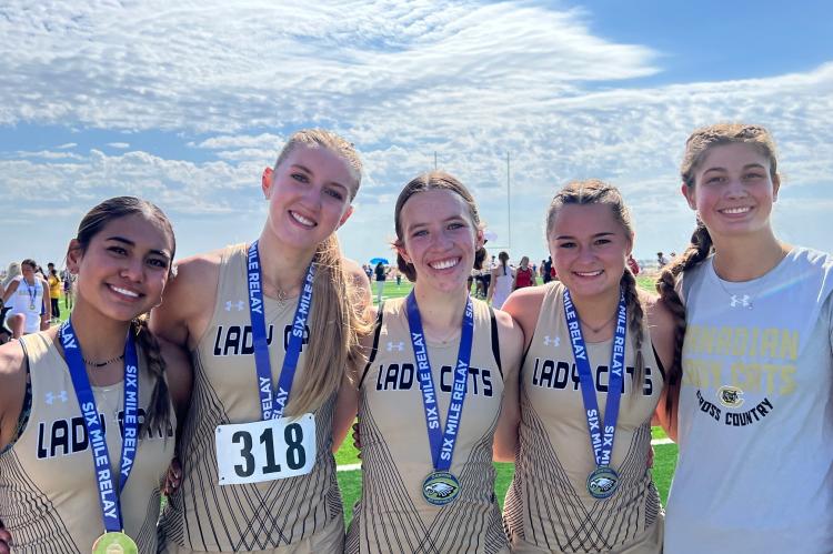 The CHS Lady Cat XC Team Seniors: Elizabeth, Arionna, Konnar, Payton, Brooklyn 