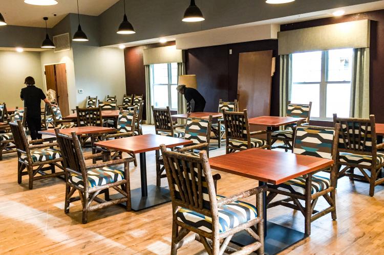 The "gather space" in the Heritage Community Center
