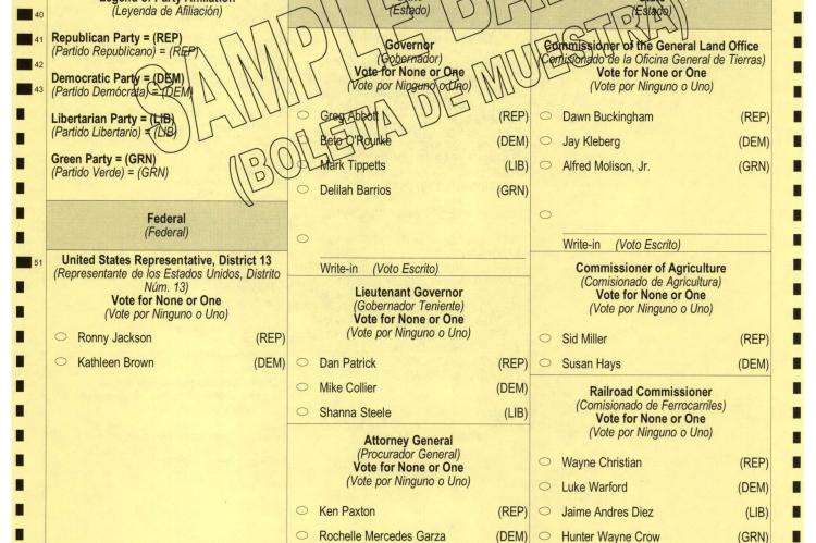 Sample Ballot Front