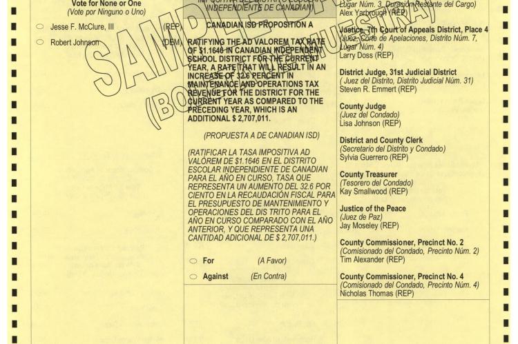 Sample Ballot Back