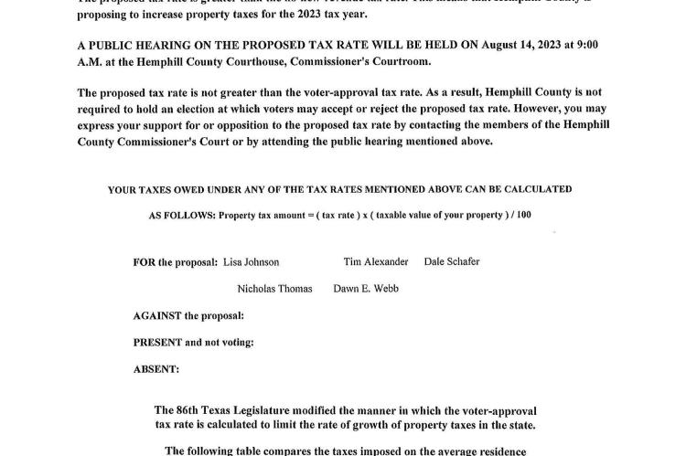 Public Hearing on Tax Rate