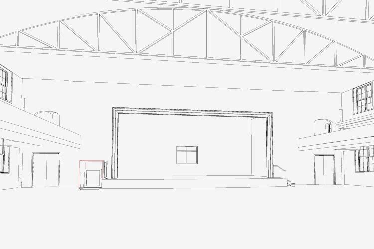 Architect’s rendering of renovated city hall auditorium from the stage