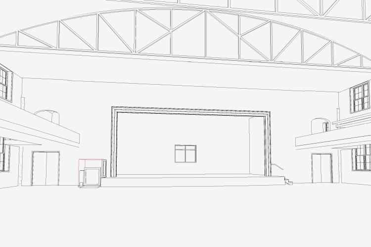 Architect's view of auditorium (stage)