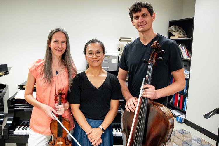 Photo: Drs. Rossitza Goza, from left, Choong-ha Nam and Christoph Wagner will perform as a piano trio in an Aug. 27 concert at West Texas A&M University.