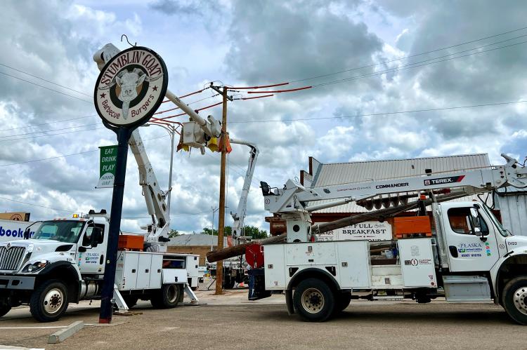 Plaska United Utility crew working at The Bucket Sunday morning