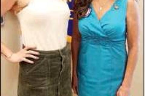 ANGIE HAWKINS OF HAPPILY HAWKINS FARMS AND ROTARIAN CHRISTINA HADAWAY