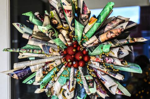 Newspaper wreath