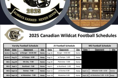 2025 Canadian Wildcat Football Schedules