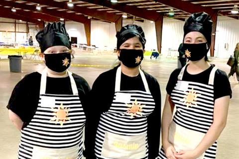 The Sunshine Sisters, Mirabelle Brown, Jasmine Avila, and Ellsie Messner, sported matching uniforms, created by Brown’s father.