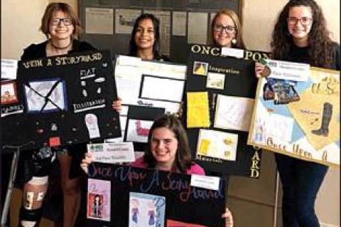Senior Storyboard: (back row, l-r) Ashlyn Phillips, Dissy Vargas, Paige Perry, Carleigh Thompson; (front) Savanna Innis