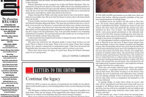 LETTERS TO THE EDITOR IN 2017