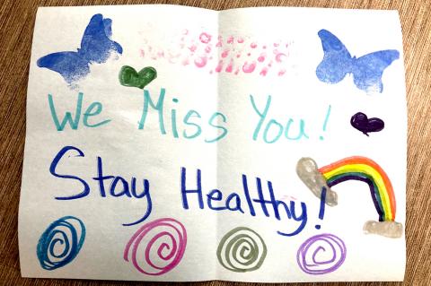 A CCC youth members’ handmade card for a lucky Abraham Nursing Home resident.