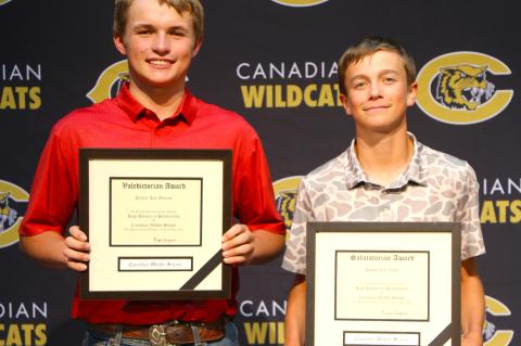 Canadian Middle School Valedictorian Parker Ray Burrus and Salutatorian Hagan Rash