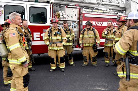 Taken on September 11, 2020, members of Canadian VFD paused for a moment to remember the brave firefighters who responded to the World Trade Center in New York City on Sept. 11, 2001, after the two towers were struck by hijacked airplanes.