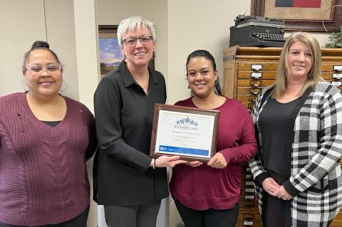 Rosy Gandara, County Clerk Lisa Johnson, Sylvia Guerrero, and Roxanne Arthur