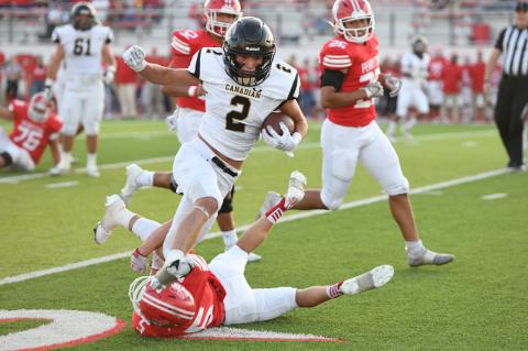 Trace Mitchell (No. 2) plowed through the Ranger defense for 131 yards rushing Friday