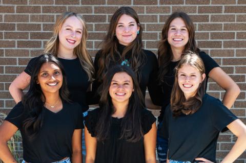 Back row: Queen Candidates Clara Pulliam, Emily Kauk, and Leah Moreno; front row: Alexa Escarcega, Kathy Aragon, and Brianna Antillon 