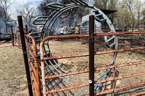 Firefighers arrived in force at the rural home of Stephanie Taylor Monday
