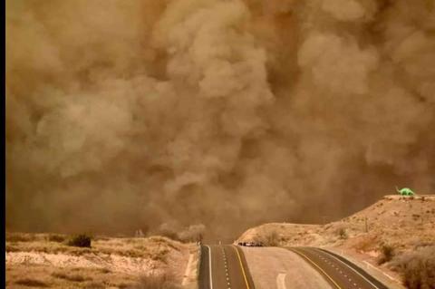 Photo of Smokehouse Creek Fire taken on Hwy 60 north of Canadian