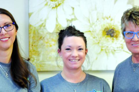 Callie Crouch, NP-C, and staff members, Brandi Childers, LVN, and Teresa Cloyd, receptionist