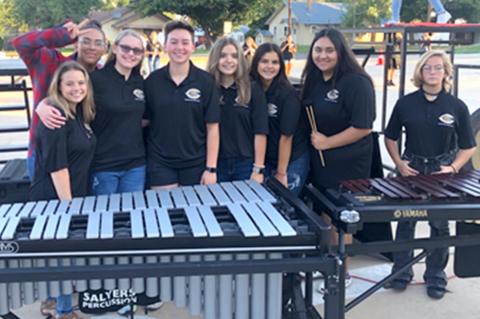 Section of the Week: the Front Ensemble, Tatum Oatman, Joceline Estrada, Laney Hood, Lilly Bradford, Heaven Hernandez, Brittany Hernandez, Emily Garcia, and Kaiya Wallace