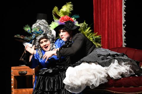 Jackie Perez as Euphronia Jekyll and Corbin Throgmorton as Lady Throckmorton in 'Chemical Imbalance'