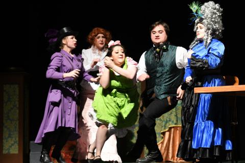 From the left: All-Star cast member Clara Pulliam and Kaylee Scates, who earned Honorable Mention, are shown in this scene with Presley McQuiddy-Gasparlin, Best Performer Sam Fry, and Jackie Perez. 