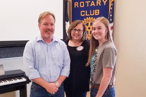 Colby Waters and his daughter, Emma, with Rotarian Janet Guthrie
