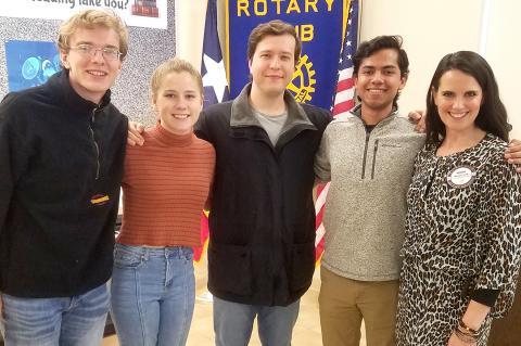 Lucas Lemonholm, Olivia Bennett, Daniel Zlatkin, & Alex Moreno with Rotarian Wendie Cook