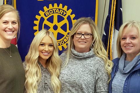 Rotarian Haley Ward with Mady McLanahan, Holly McLanahan, and Lindy Cullers of Vintage Leopard