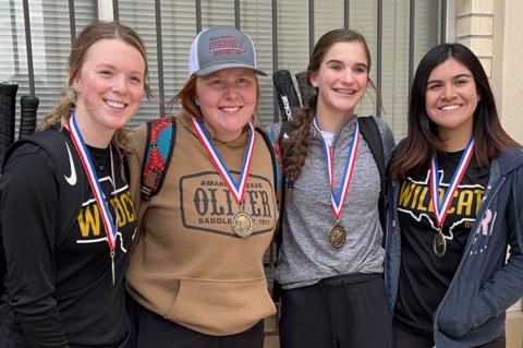 Doubles medalists Ashlynn Critser, Parker Dockray, Audrey Abraham, and Leslie Villa