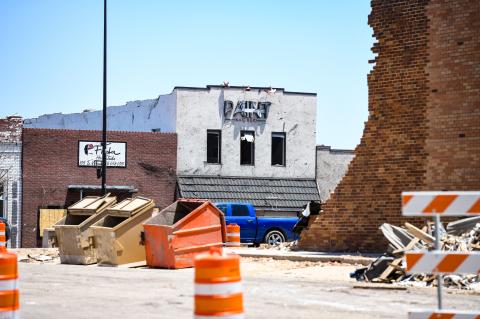 Downtown Perryton-After the tornado