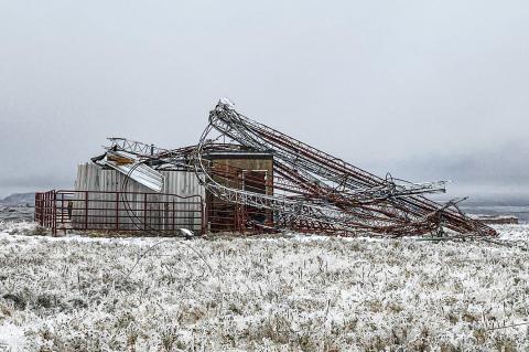 The county’s 300’-tall radio tower at the top of the caprock south of town was destroyed by the ice storm that coated the Panhandle two weeks ago. The loss of the tower disrupted emergency communications between the Hemphill County Sheriff’s Office, Hemphill County EMS and Canadian Fire Department. County commissioners talked Monday about what will be required to permanently replace the equipment.