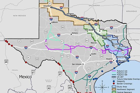 TxDOT US 287 Corridor map