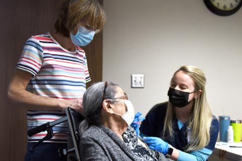 This patient was eager to receive her second dose of the COVID-19 vaccine at Hemphill County Hospital last month.