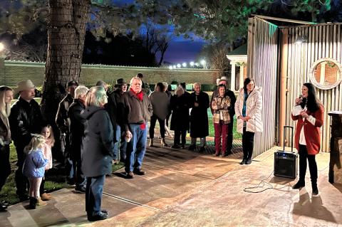 Citadelle Director Wendie Cook welcomes guests Monday night