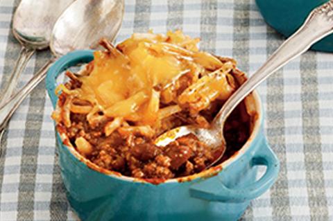 Cheesy Chili Hash Brown Bake