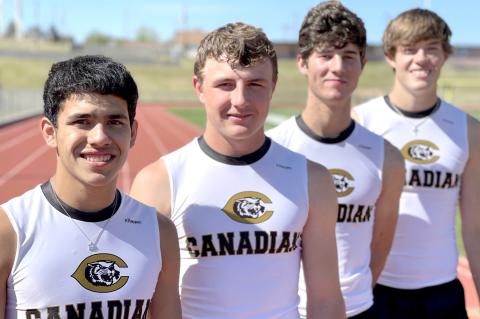 1600-meter relayers: Angel Garcia, Hayze Hufstedler, Rylun Clark, and Josh Culwell