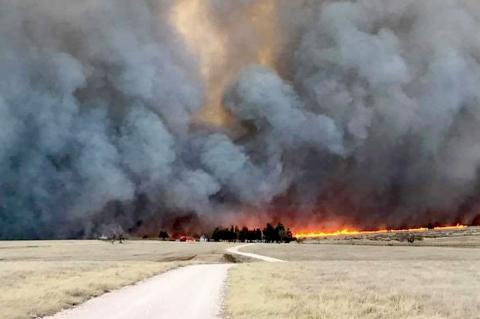 Photo by Sarah Long of the destructive 2017 wildfire as it blazed a trail through Lipscomb County