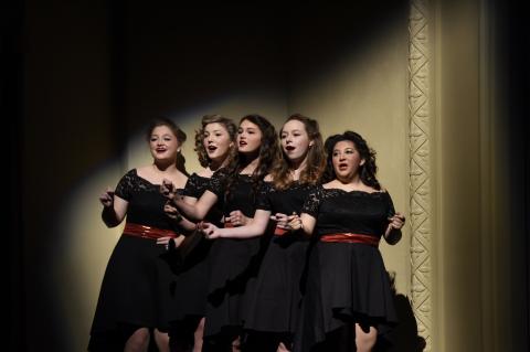 RADIO GIRLS: Miranda Calabrese, Kaylee Scates, Berkley Beedy, Clara Pulliam, and Presley McQuiddy-Gasparlin